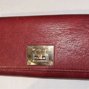 Michael Kors ASTRID Leather PUSH LOCK Envelope Wallet BURGUNDY